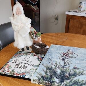 Elegant White Holiday Figurine with Basket